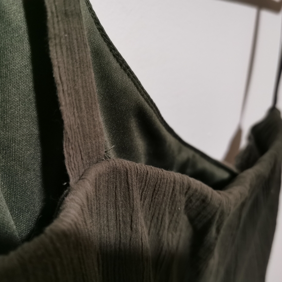 City Triangles Army Green Crepe One Shoulder Embroidered Mini Dress - Picture 7 of 10